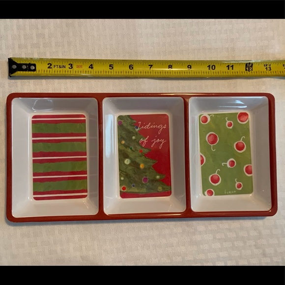 🦩Flavia lucite three compartment holiday serving dish, 6 x 12 inches - Picture 6 of 7